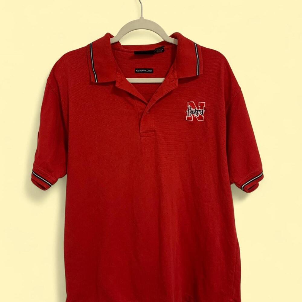 Vintage Red Nebraska Huskers Polo Shirt Size Medium